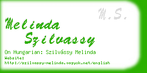 melinda szilvassy business card