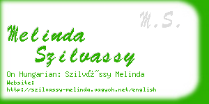 melinda szilvassy business card
